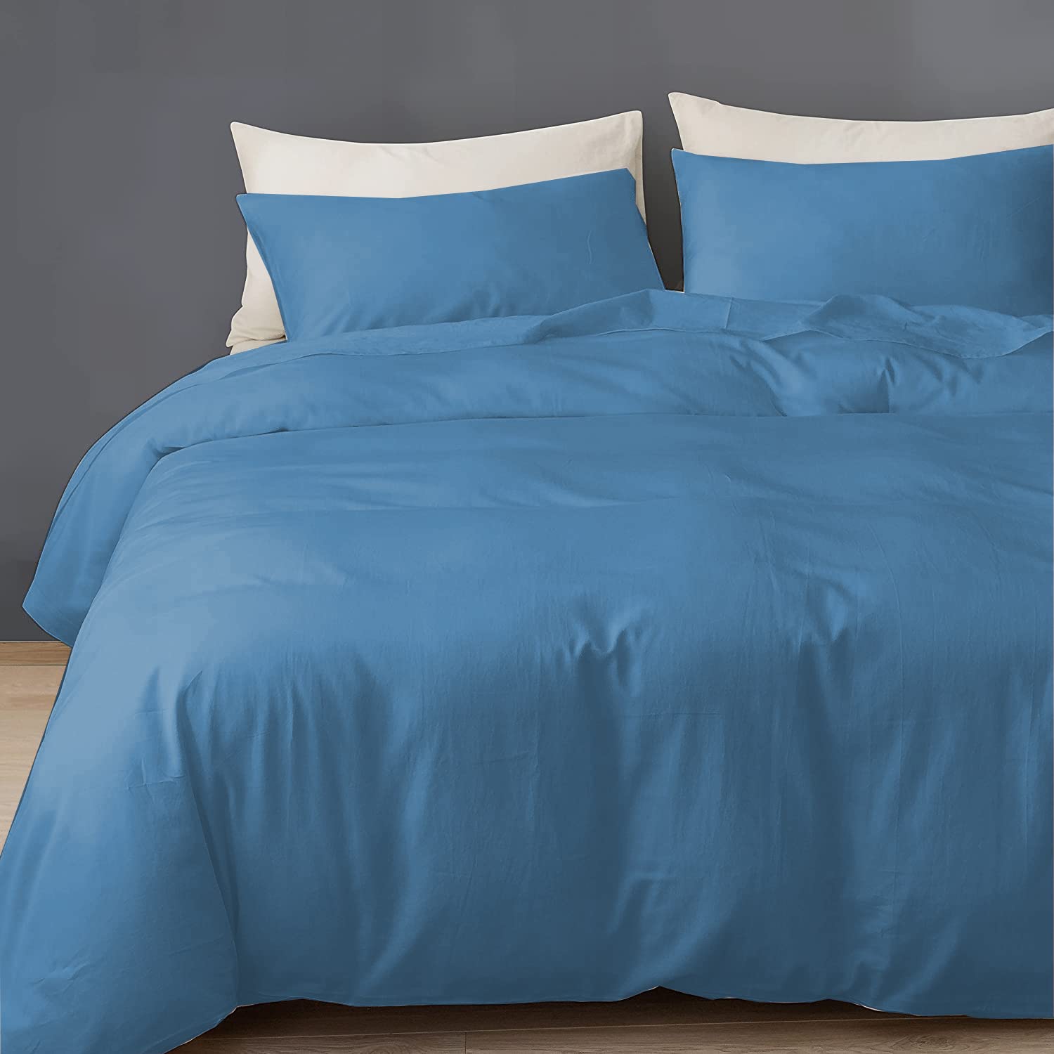GREATOYAR Juego de Nórdica,Juego de Funda de Edredón, Set de 3 Piezas, 1 Funda Nórdica, 1 Sábana Bajera Ajustable, 1 Funda de Almohada, Poliéster, Transpirable, Cama 90cm, Azul