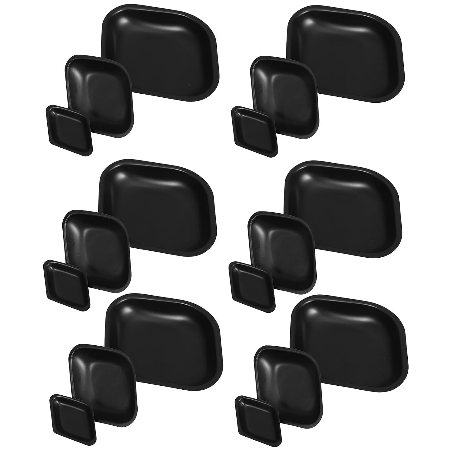 30pcs Plastic Weighing Dishes Set Black Mini, Medium, Large Weigh Boats for Lab Scale, Powder Measuring, Food Sample Trays for Accurate Measurement in Laboratory and Jewelry Making
