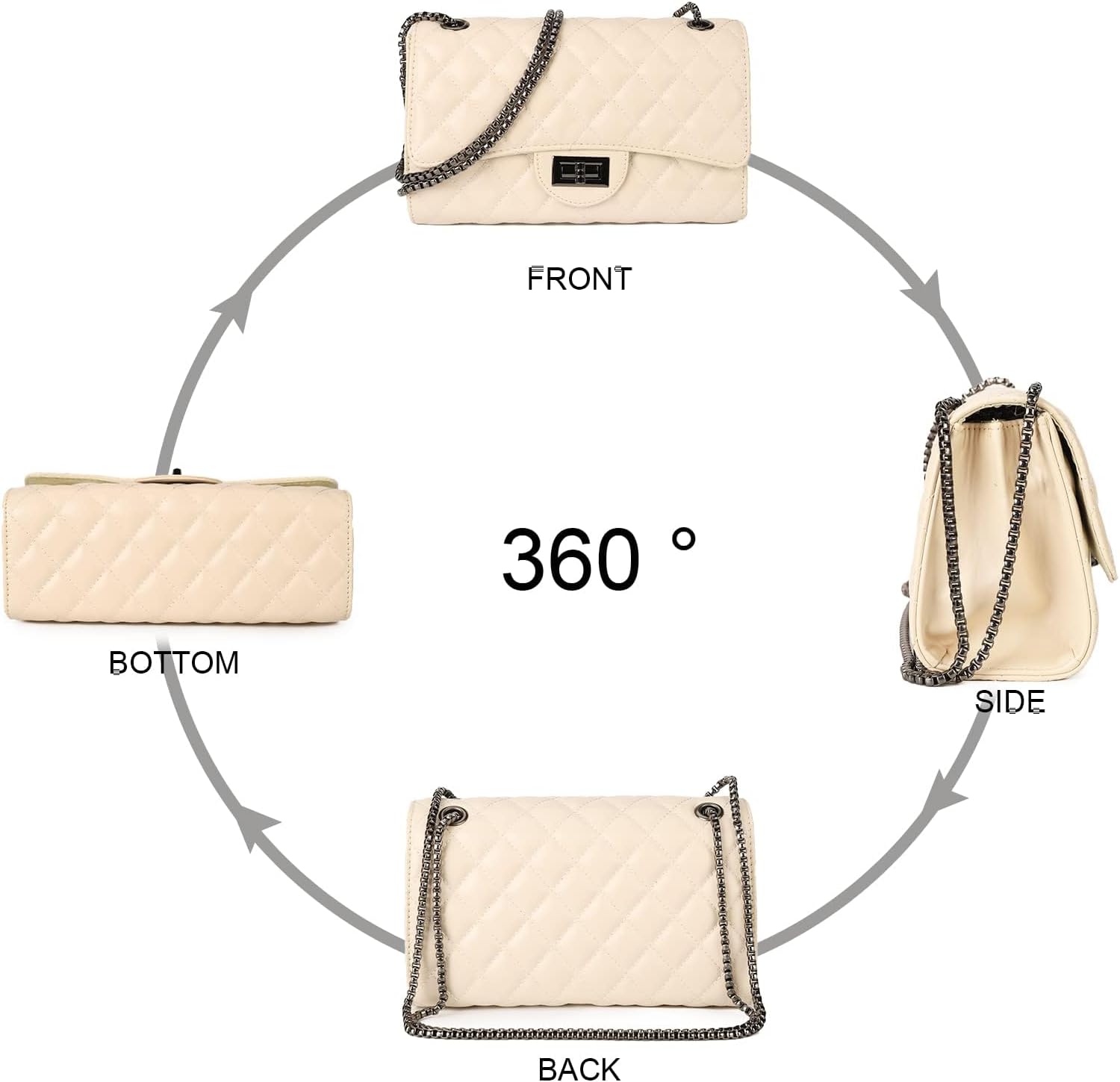 Gladdon Quilted Crossbody Purse for Women Trendy Ladies Shoulder Bag with Chain Designer Purses - Image 4