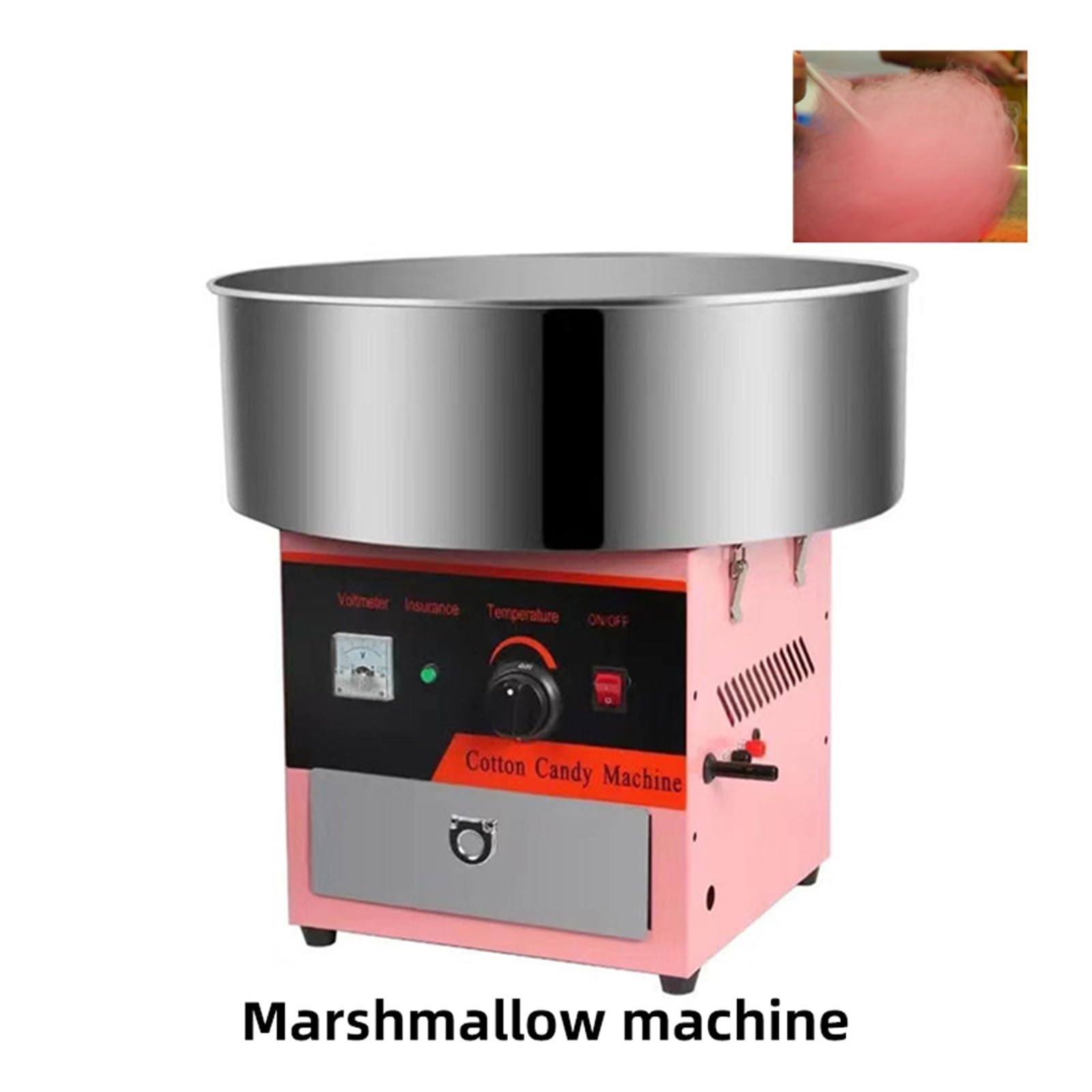 Freidoras, Máquina de algodón azúcar Comercial, máquina Dulces Lujo malvavisco, Totalmente automática, Regalo for niños, DIY(Pink)
