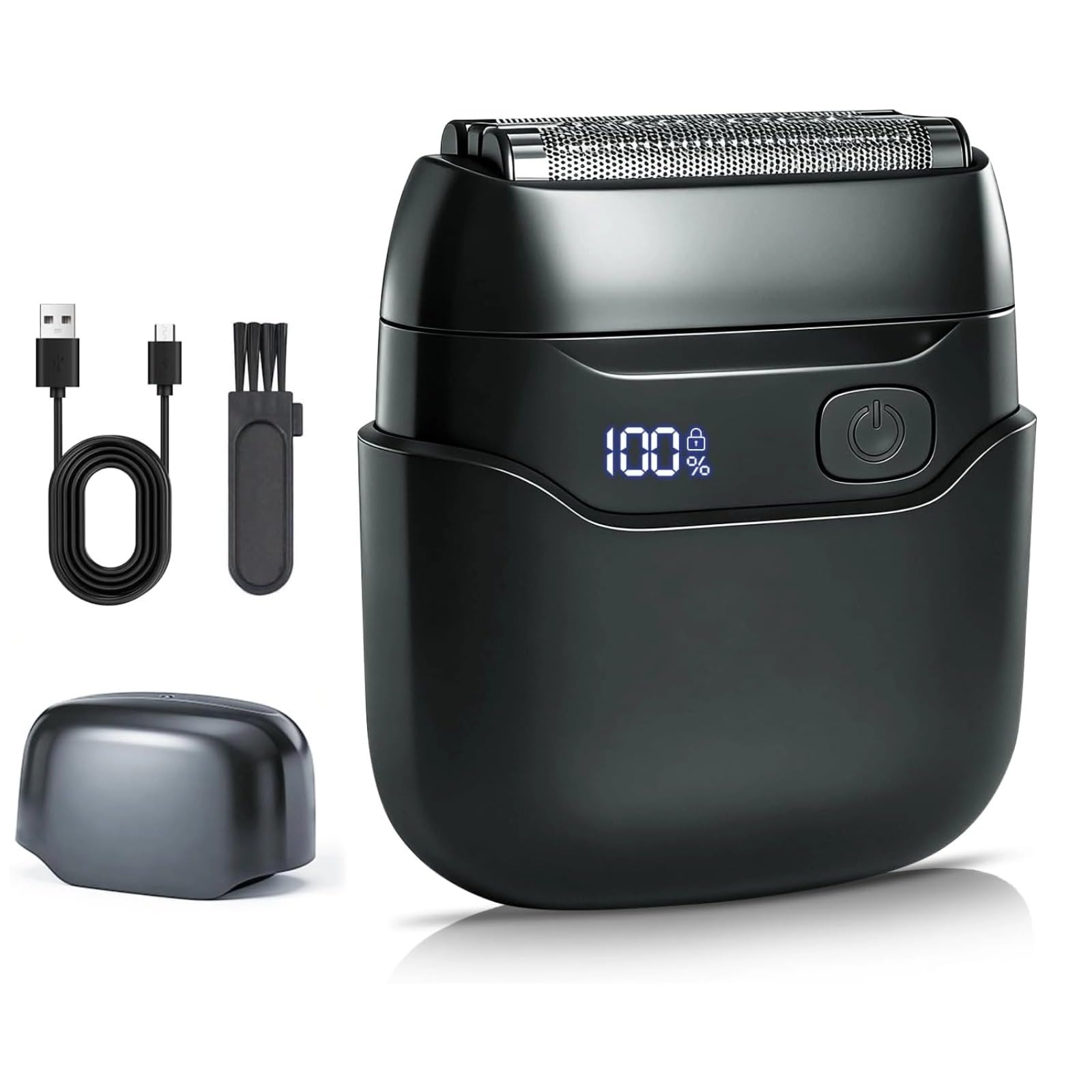 Rasoio elettrico senza fili impermeabile IP67 delle teste galleggianti del regolatore della lamina 3 | 9500RPM Carica Veloce 90Mins Uso, Display LED Portatile Rasoio Viso per Uomini, Viaggio Grooming Essenziale