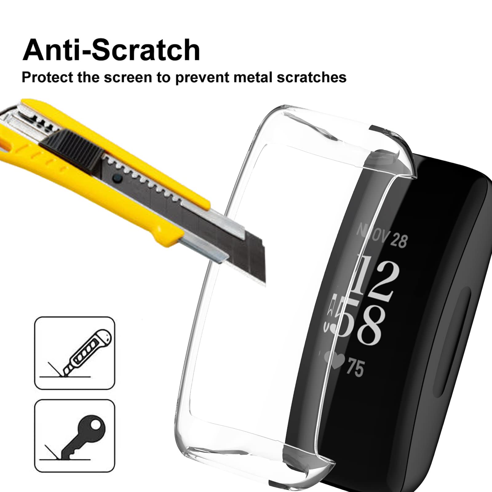 Ruentech Custodia protettiva compatibile con Fitbit Charge 5, pellicola protettiva per display, ultra sottile, protezione completa e antiurto, protezione per display per Charge 5 (6 colori