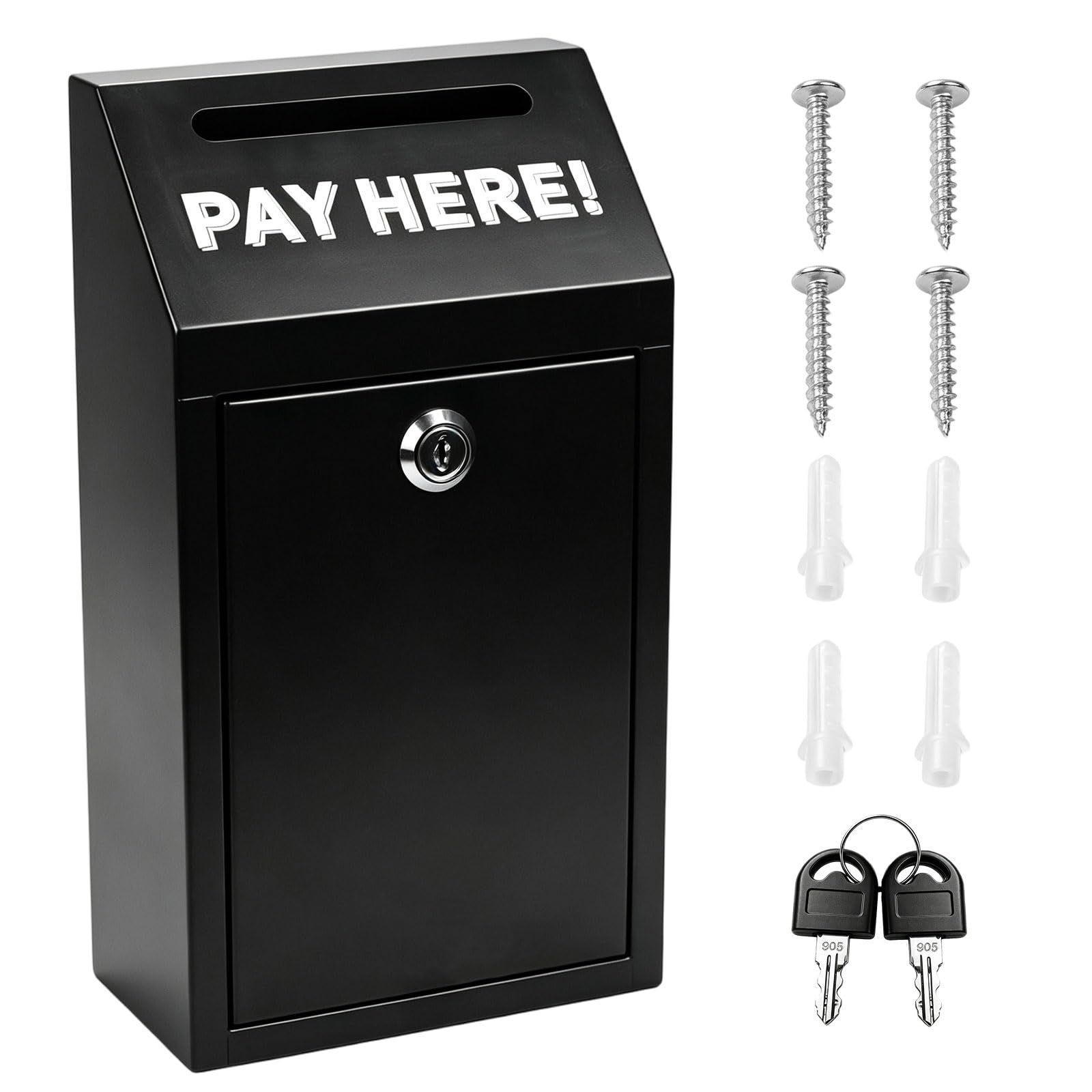 Metal Donation Box with Lock - Wall Mounted Suggestion Box withs Keys