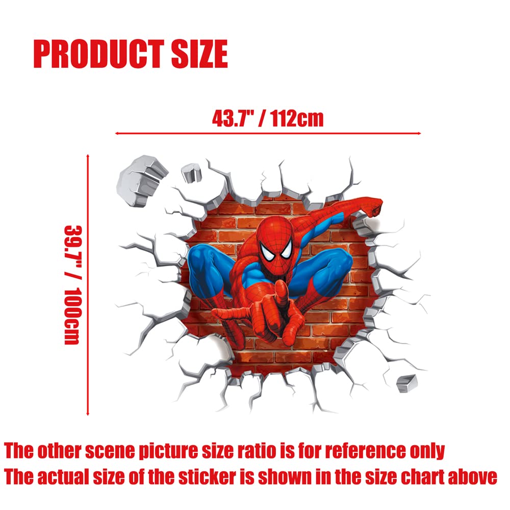 �4 Patterns 3 Sizes】43.7"W x 39.7"H 3D Wall Decals Peel and Stick Wall Stickers DIY Removable Room Decor for Bedroom Nursery Playroom Decoration - L Size, 112cm x 100cm