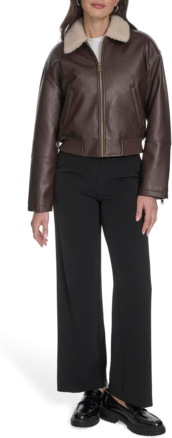 Levi's Women's Faux Leather Bomber With Laydown Collar - Image 2