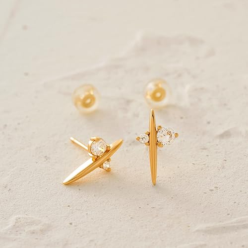 Miniatura 5 de MYEARS Women Earrings Gold Stud 14K Gold Filled Small Simple Handmade Hypoallergenic Everyday Jewelry