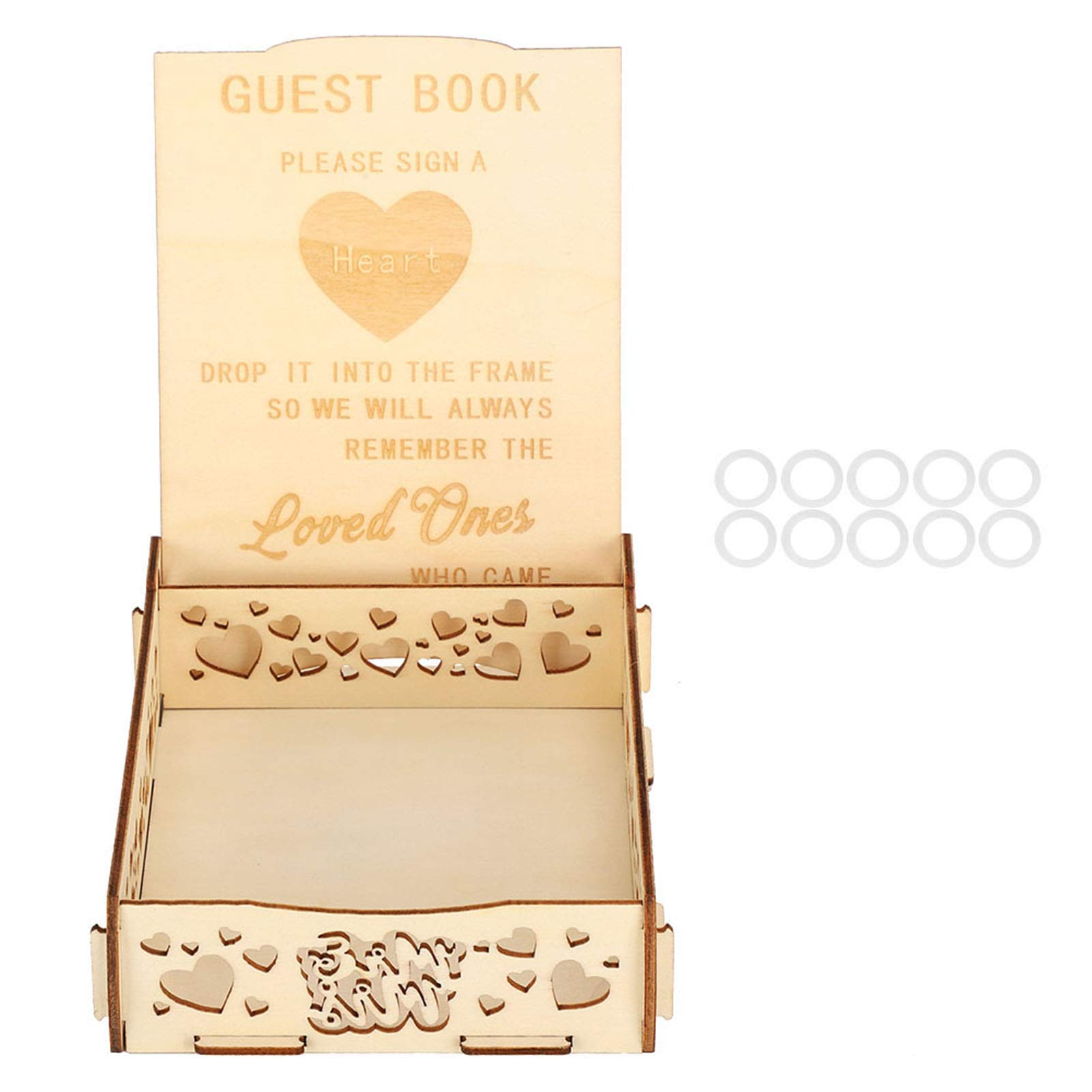 Wedding Guestbook Wishing Box, Wooden Heart Shape Pieces Holder Box Wooden Heart Guest Book Wedding Sign a Heart Drop Box Message Box for Reception Wedding Anniversary 6.7x5.3x1.7in