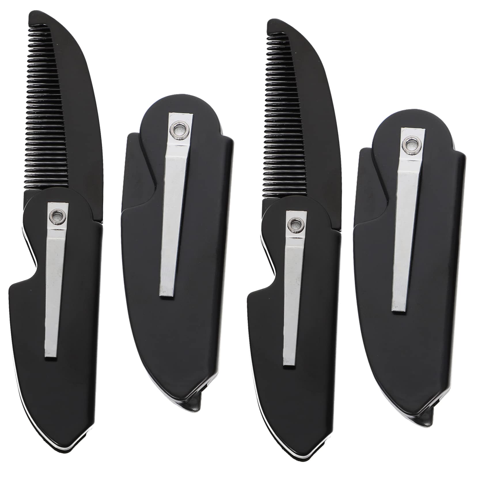 PLAFOPE Folding Beard Comb Set 4pcs Plastic Mustache Combs Portable Grooming Tool Hair for Men