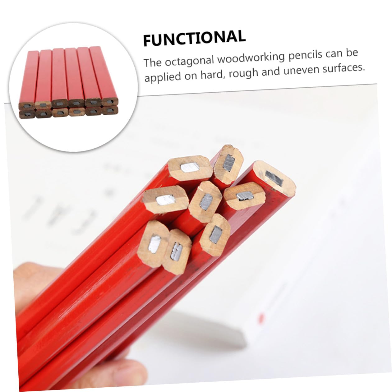 Gadpiparty 72 Pièces Crayons Plats pour Travail du Bois Crayons de Construction Octogonaux Charpentier de Chantier