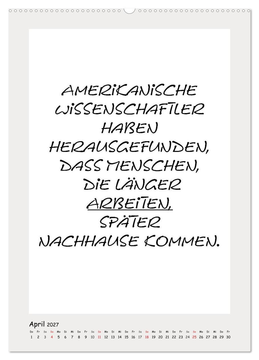 CALVENDO - Sprüchekalender. Witziges fürs Büro (Wandkalender 2027 DIN A2 hoch), Monatskalender: Sarkastische und lustige Bürosprüche für den Arbeitsplatz