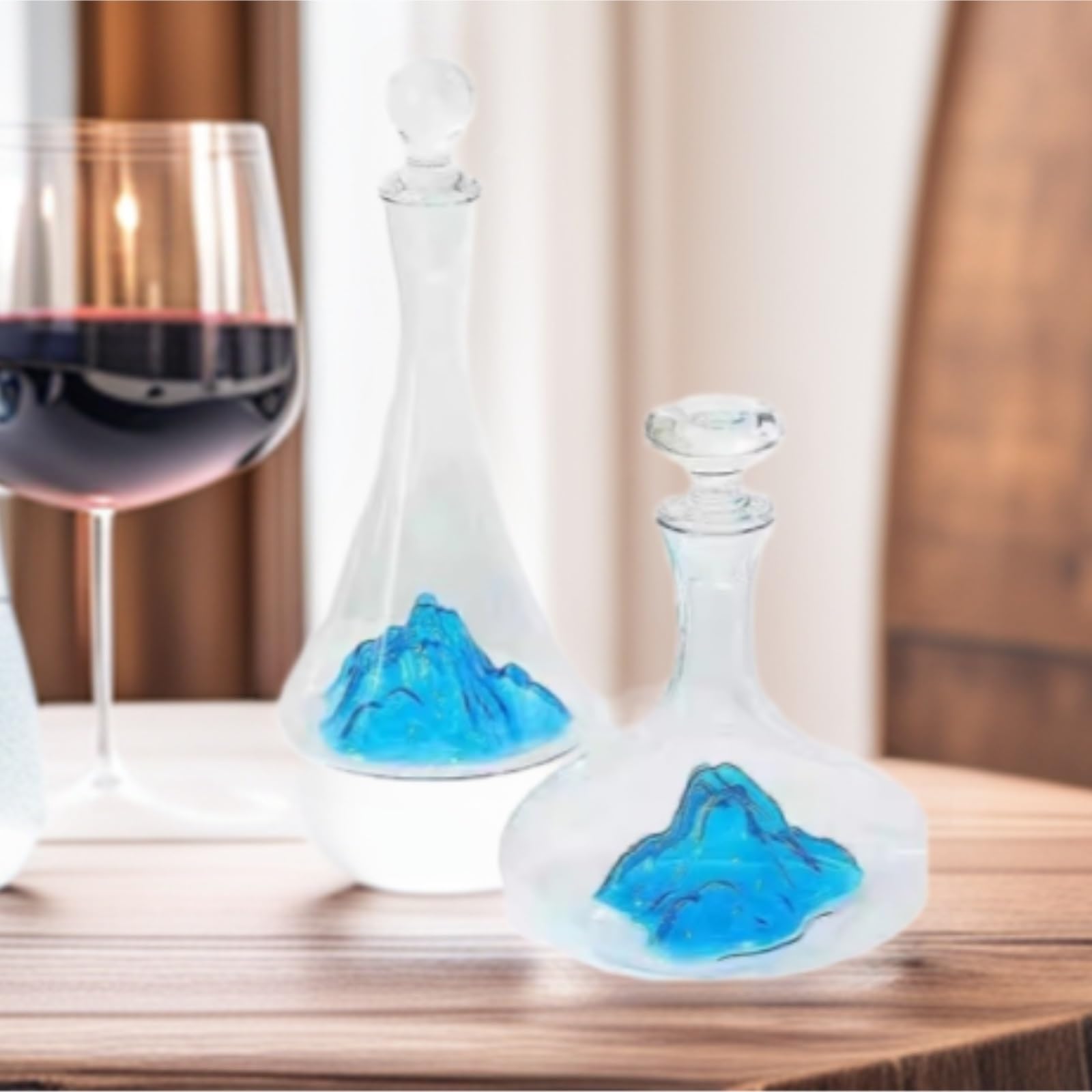 Decantador Hogar Cocina Decantador De Vino Cristal con Aireador Iceberg Azul Y Tapón. Accesorios For Accesorios De Vino(1350ml)