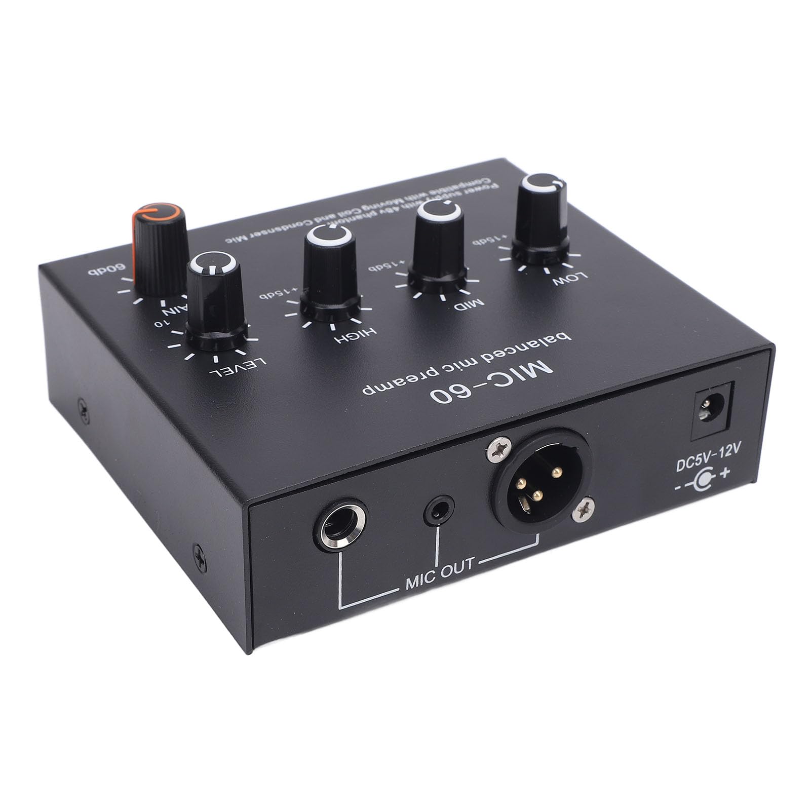 LAISANIM Professional Microphone Preamp with 48V Power - XLR 6.35mm 3.5mm Input Output Balanced Mic for Studio Recording Podcast Live Streaming