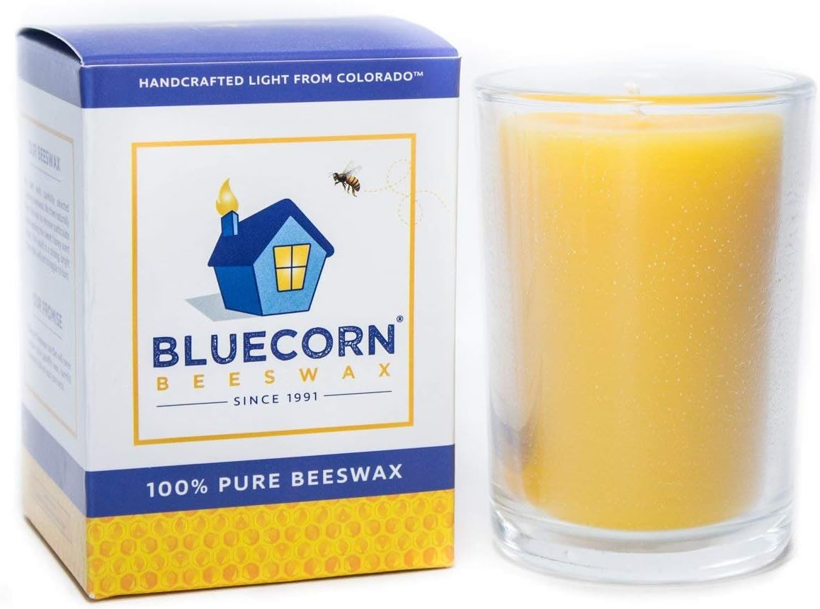 Bluecorn Beeswax 8oz 100% Pure Raw Beeswax Glass Candle (1, Clear)