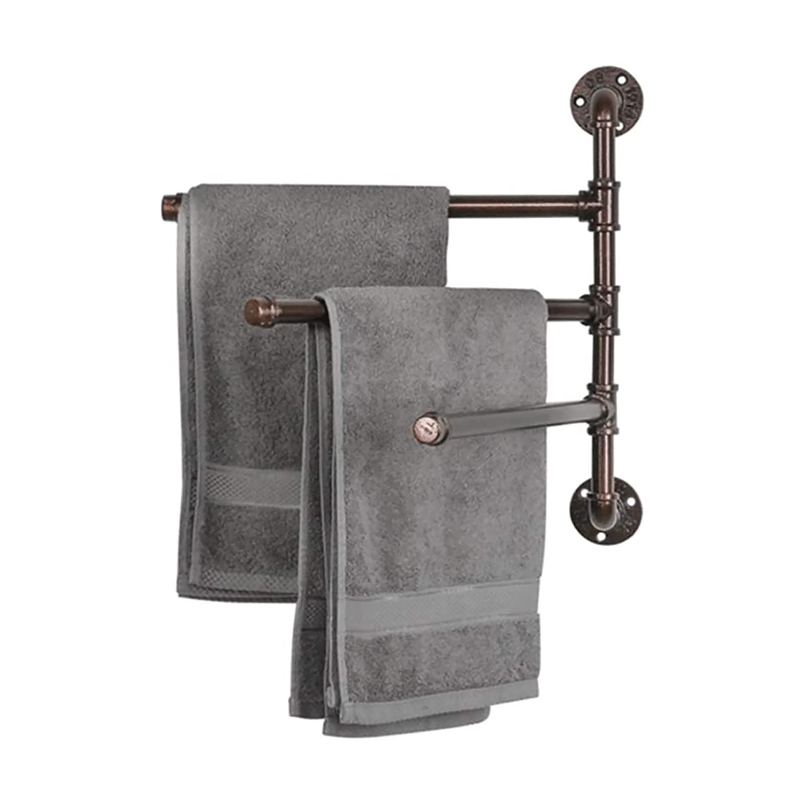 Porte-serviettes tuyau d'eau en métal noir au design vintage pour décoration haut de gamme