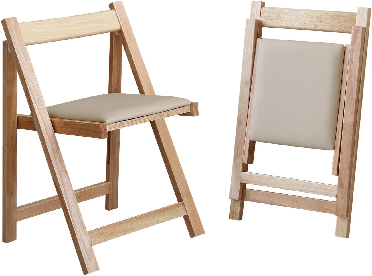 Folding Dining Chairs Set of 2, Foldable Wood Kitchen Chairs with Padded Seat for Dinner, Party, Wedding, Picnic Events, Small Space