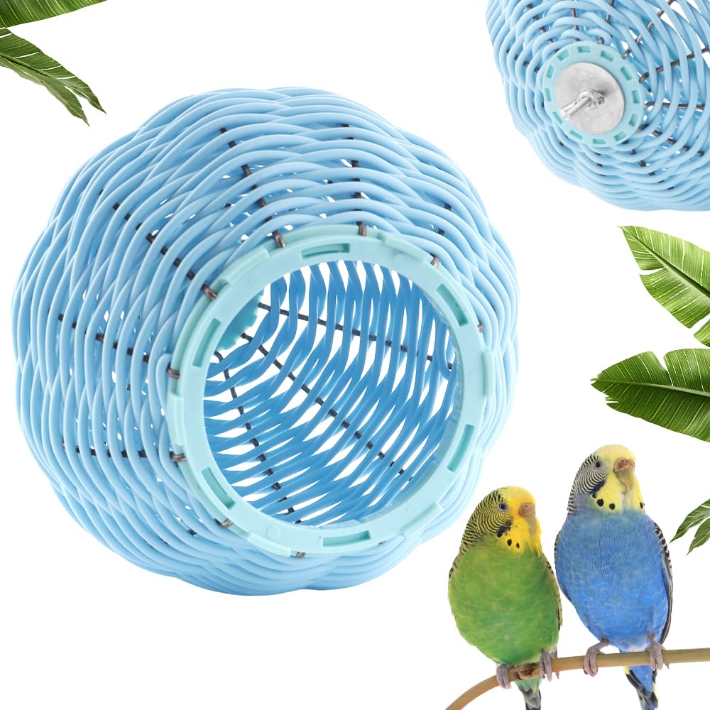 Nid d'oiseau en rotin bleu VTurboWay pour perroquet et perruche