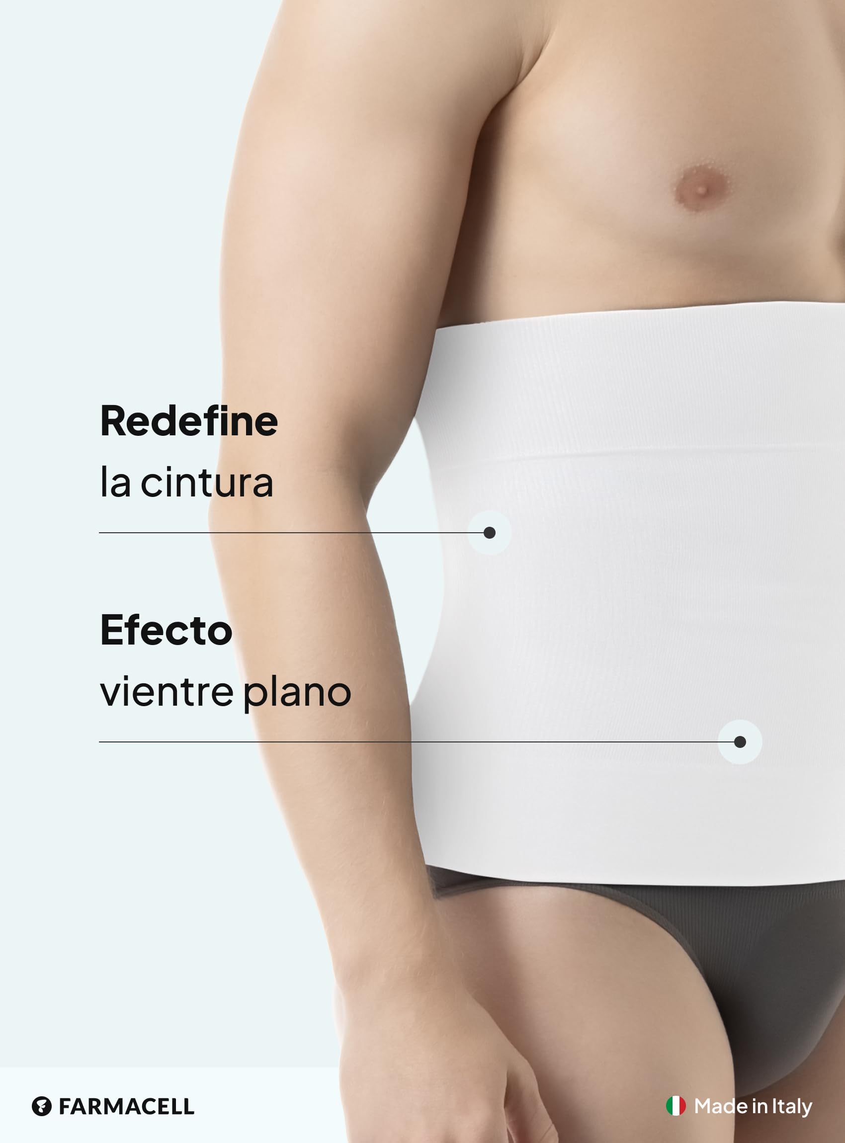 Farmacell Faja Reductora Hombre, Faja Control de Abdomen, Made in Italy, 405