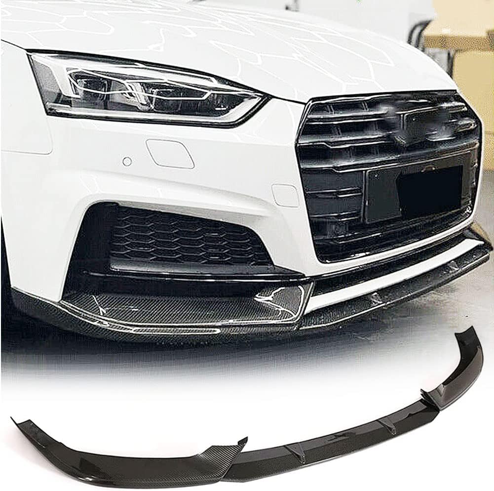 MCARCAR KIT Carbon Fiber Front Bumper Lip Spoiler Splitter Fits for Audi A5-Sline S5 S5-Sportback 2017-2019 Front Bumper Lip Chin Splitter Factory Outlet (Carbon Fiber in Gloss Black)