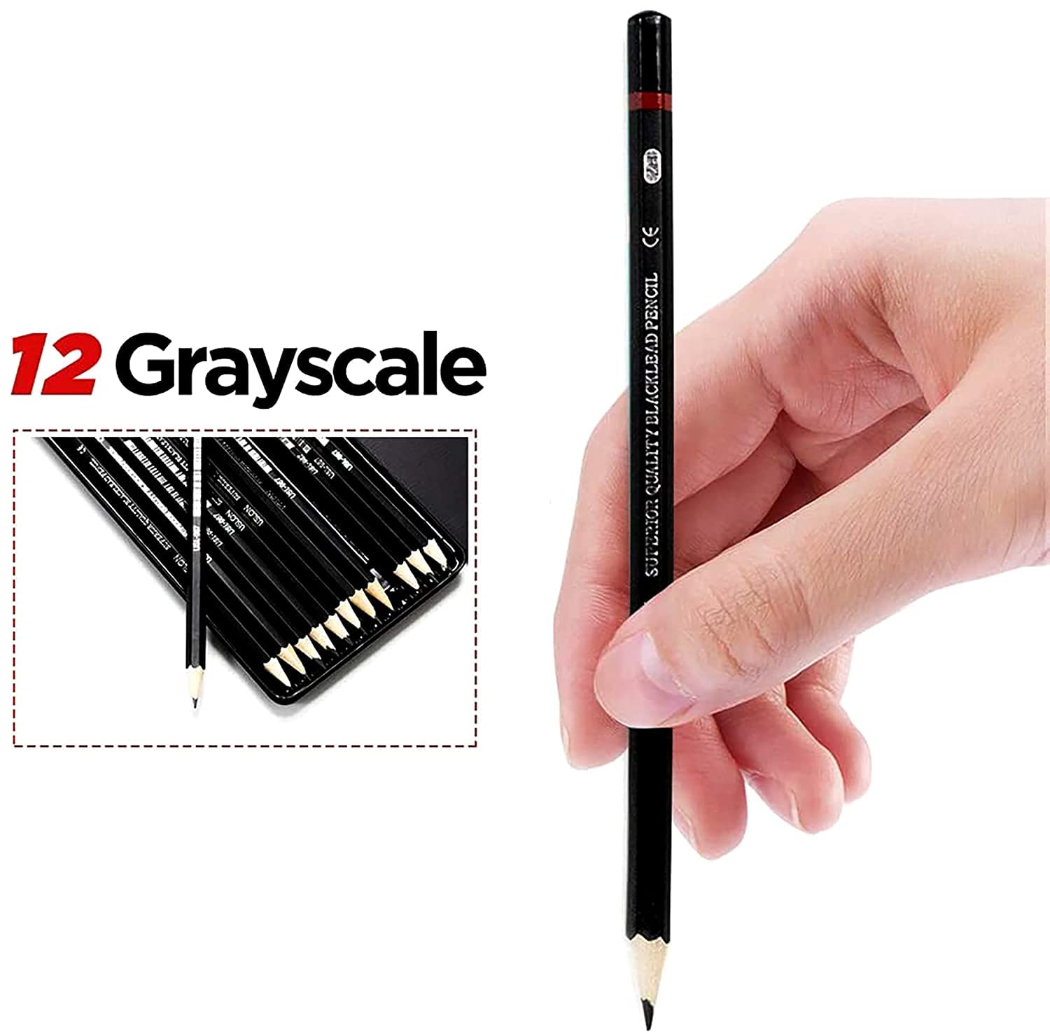 Worison Graded Sketch Pencil Set Of 12 Pc In Elegant Tin Box|Black 4