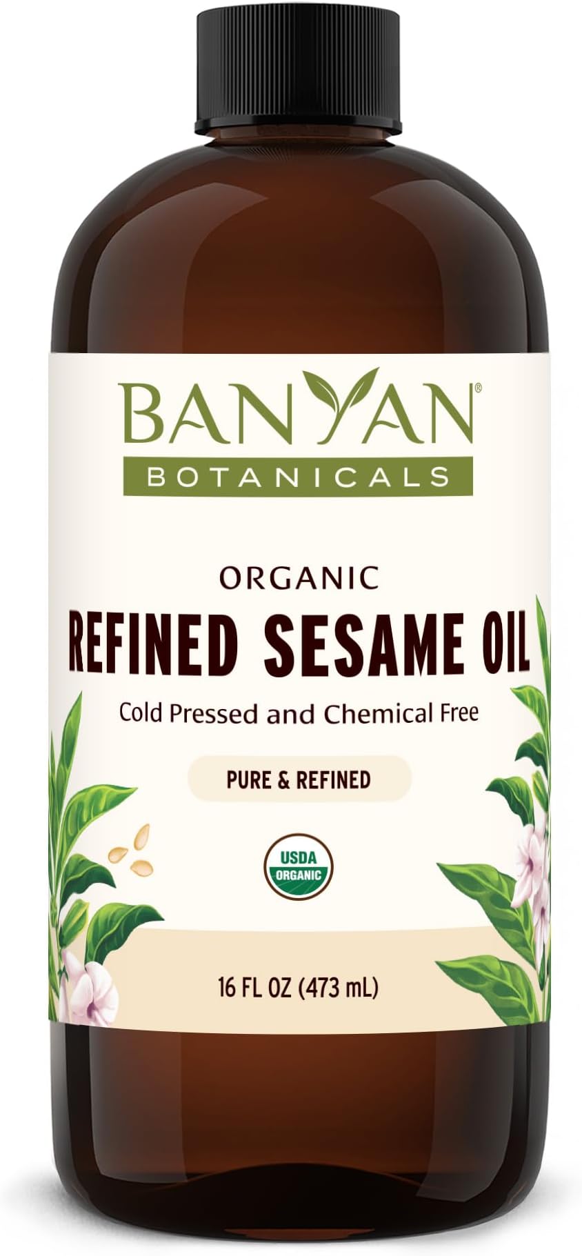 Sesame Oil โ Organic & Refined Sesame Oil for Skin, Body, Hair & More โ Multiple Sizes โ 16 oz โ Non GMO Sustainably Sourced Vegan
