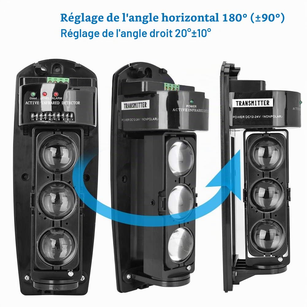 Détecteurs à Triple Faisceau Alarme à Triple Faisceau Détecteur à LED Infrarouge photoélectrique Système de sécurité Transmission sans Fil pour système d'alarme de sécurité à(ABE 100)