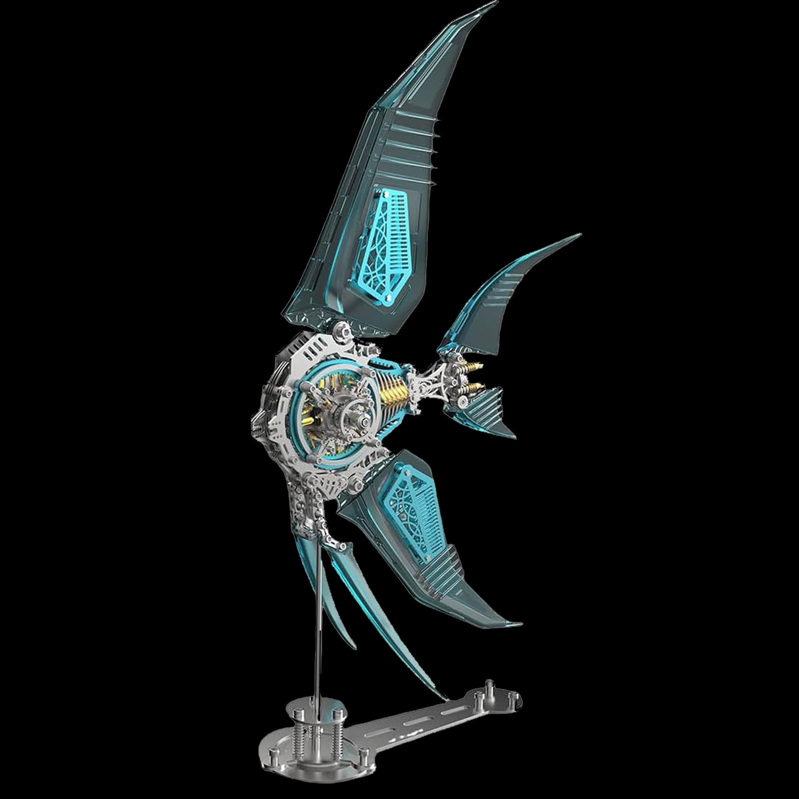 3D Fisch Metal Puzzle Erwachsene mit Licht, Bunte 3D Metall Modellbausatz mit Werkzeug, 3D Puzzle Metall Mechanisch,Desktop Ornament Spielzeug, Geschenke für Erwachsene