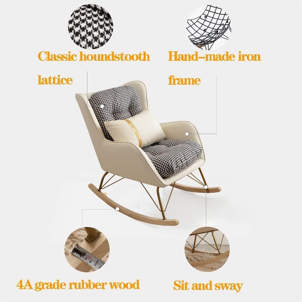 Indoor Glider Rocker Chair Rocking Accent Chairs Glider Rocker Armchair with Lumbar Pillow and Ottoman,Comfy Armchair Mid-Century Chair