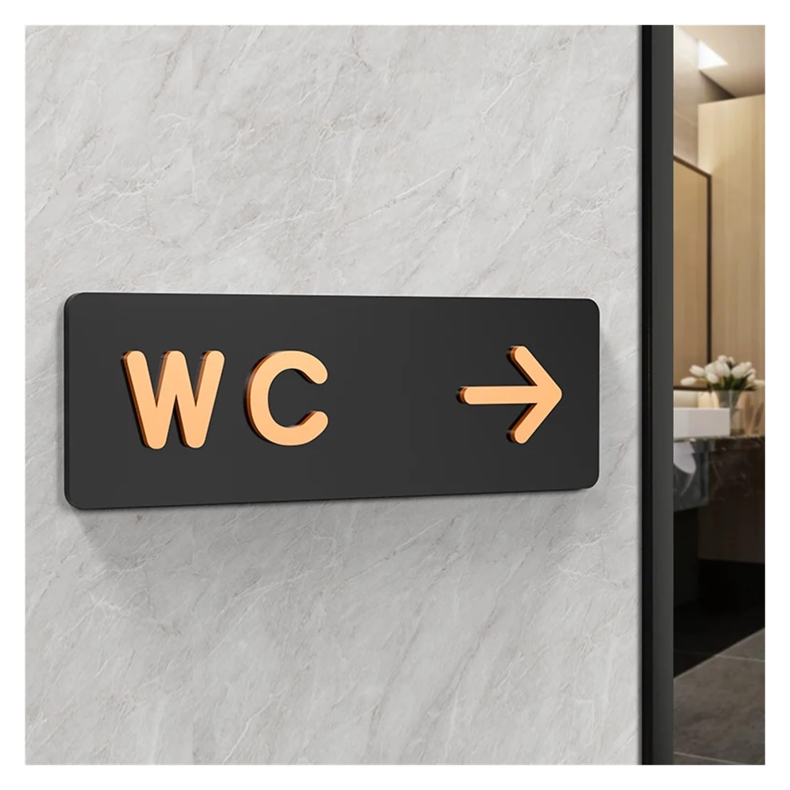 Toilet Sign Signs WC Public Toilet Guide Hotel To The Left And Right Restroom Prompt Sign(5,24x8cm)