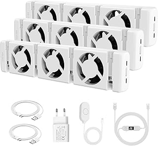 TEOV 3 Stück Heizkörper Ventilator mit Thermostatsteuerung, 3 Flügel Smart Heizkörperventilator, Magnetisch Montierender Heizkörperverstärker für Verschiedene Heizkörper