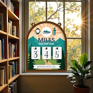 Personalized Miles Run This Year Custom Tracker Sign - Yearly Wooden Running Log Counter Board - Unique Fitness Progress Gift for Runners and Athletes