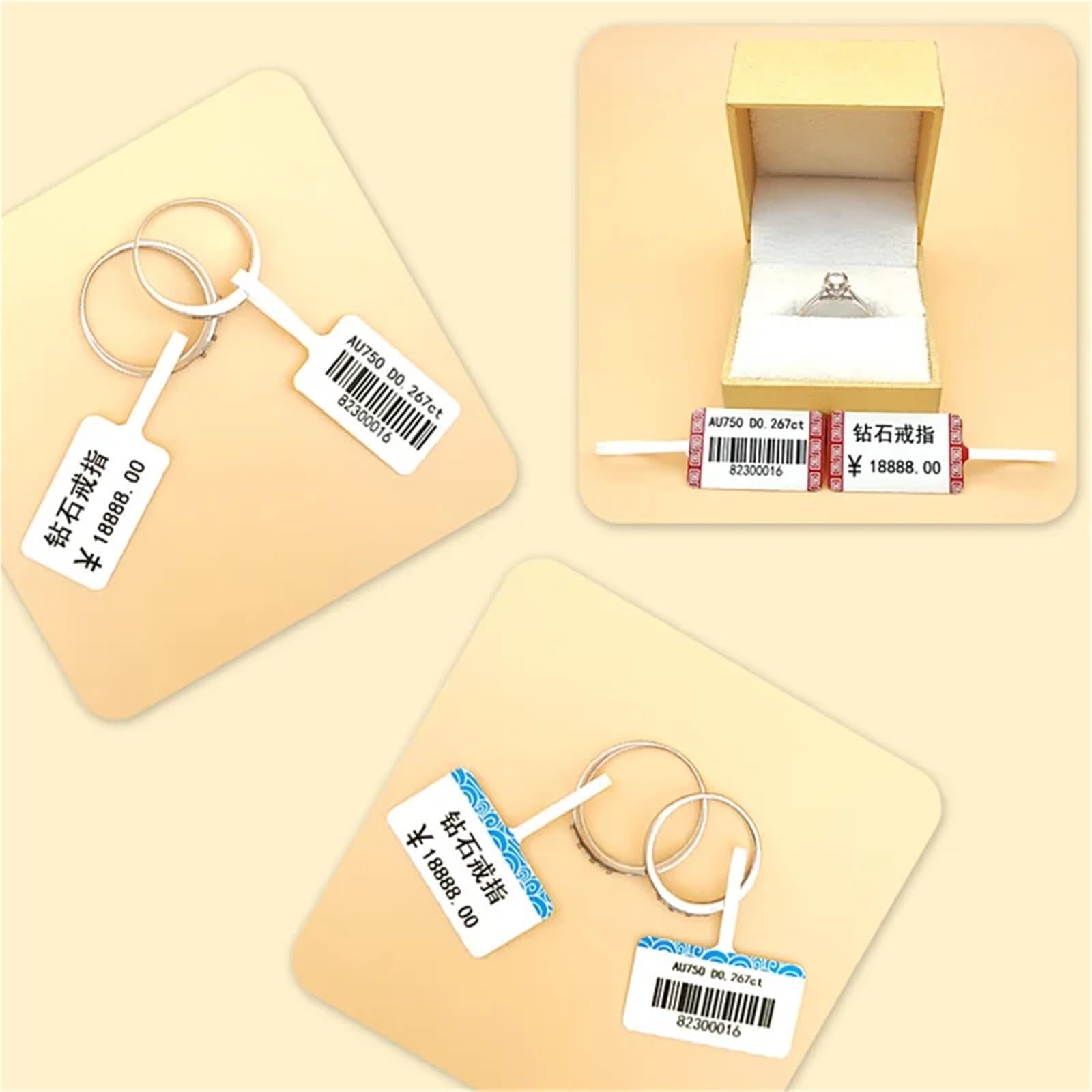 Lot de 2 rouleaux de 500 étiquettes autocollantes vierges à suspendre pour boucles d'oreilles, bagues, colliers, bracelets, bagues, vêtements (taille 1)