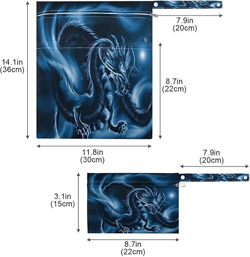 Miniatura 7 de ERKIES Adventure Magic Ship Sea Dragon Wet and Dry Bags 2Pcs Waterproof Reusable Multifunctional Organizer with Zippered Pockets Can be Used for