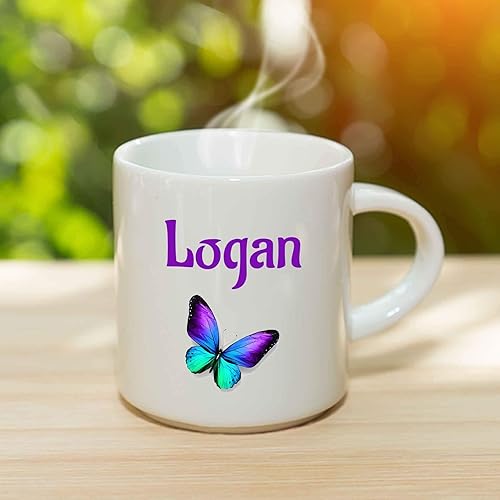Miniatura 3 de Logan - Taza de café o té con diseño de mariposas grandes de 15 onzas, regalo de cumpleaños único regalo especial