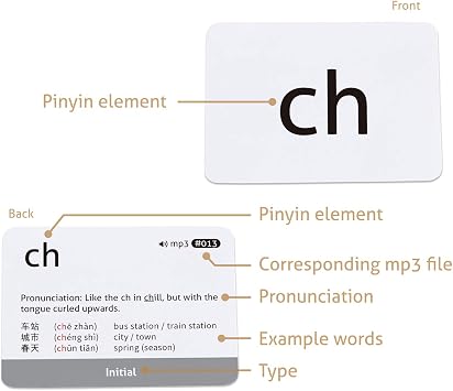 CARDDIA | Chinese Mandarin Pinyin Flashcards | Audio MP3 | Comprehensive Learning Kit for Beginners and Enthusiasts | Durable & Portable