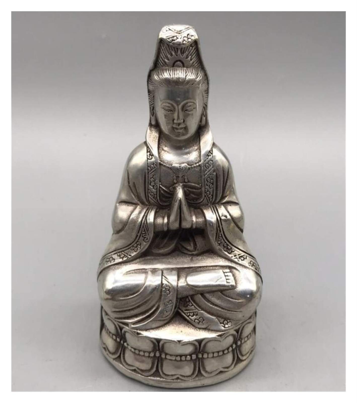 YNBSHGAA Guan Yin Statue Chi White Copper Guanyin Buddha Crafts Statue Goddess of Mercy Home Decoration Wealth Prosperity Statue