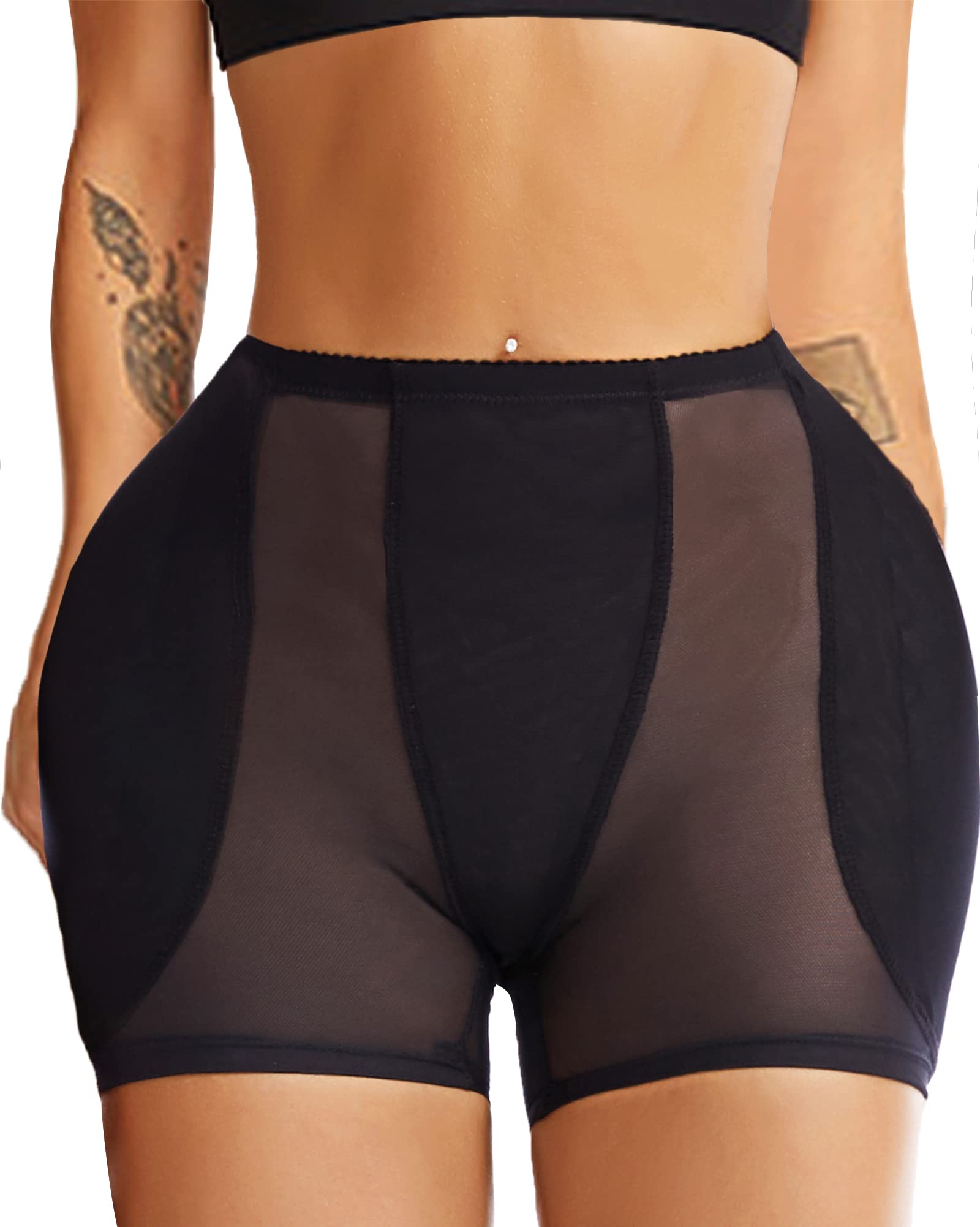 Jengo Women's Black Hip Pads Shapewear Padded Knickers Butt And Hip Padded Underwear, ,Xxl