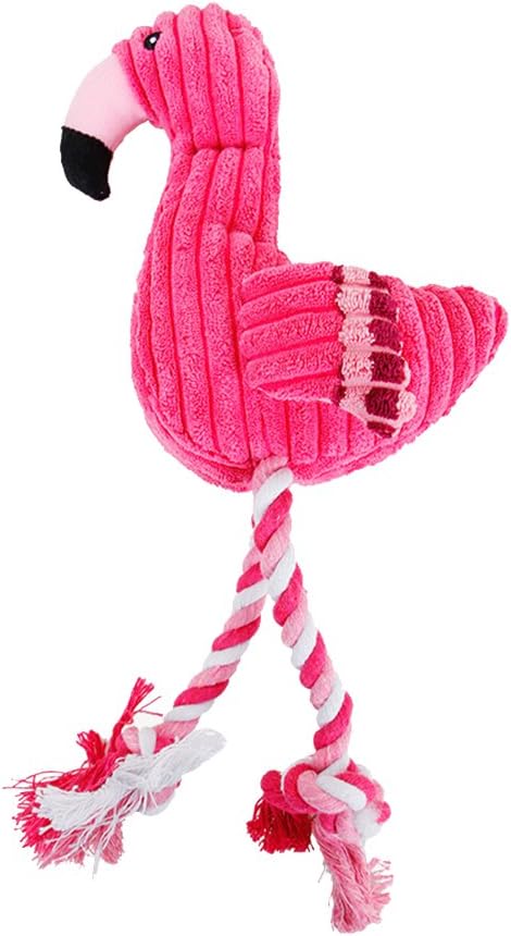 POPETPOP 2Pcs Pet Chew Rope Dog Toys, Plush Flamingo Shape Squeak Rope Toys, Interactive Dog Toys for Small and largre Puppy Dogs Teeth…