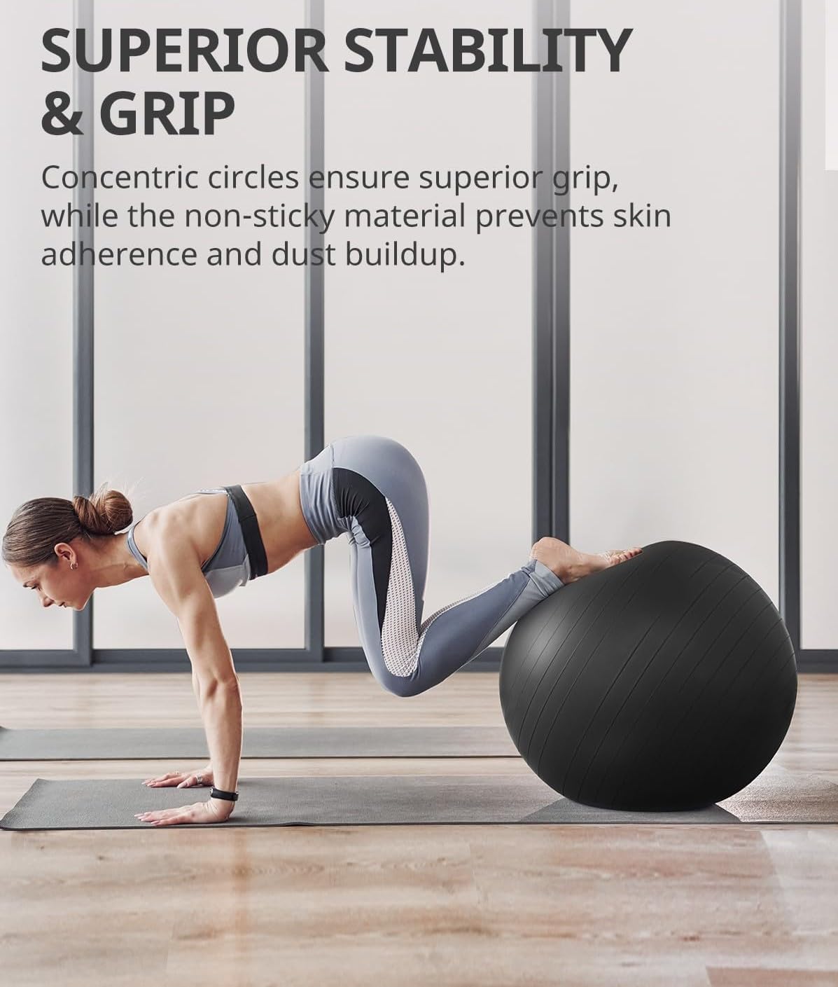 Durable Large Black Yoga Ball - Perfect for Fitness, Stability, and Exercise - Ideal for Home, Office, or Classroom - Includes Pump and Anti-Burst Design for Safe Workouts - 65cm Diameter