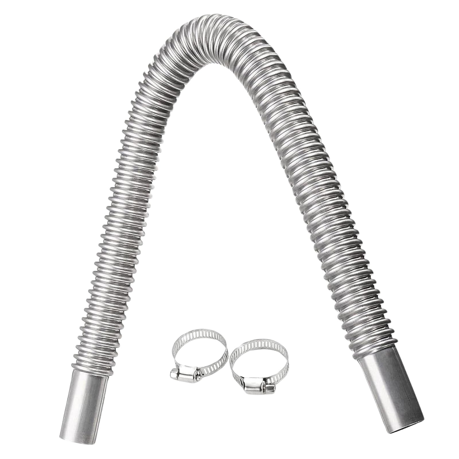 Tuyau D'Échappement 60 Cm En Acier Inoxydable – Avec 2 Colliers – Pour Chauffage Auxiliaire Voiture & Réservoir Carburant