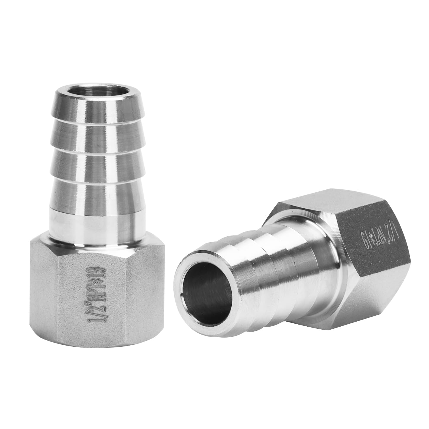 DERNORD 3/4" Barbed Hose x 1/2" NPT Female - Home Brew Fitting 304 Stainless Steel Pack of 2