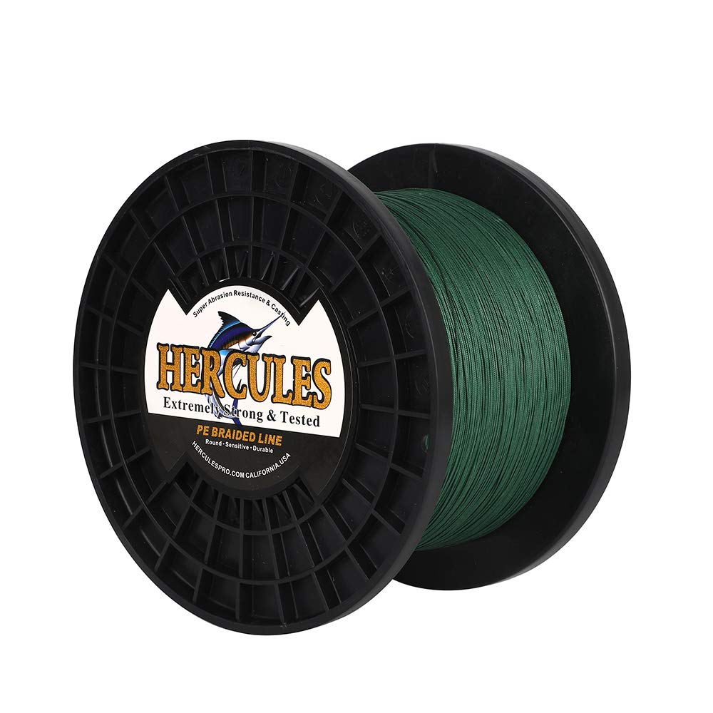 Hercules Braided Fishing Line 2000m 2187yds 10lbs-200lbs Pe Superline 8 Strands (Green 200lb/90.7kg 0.75mm)
