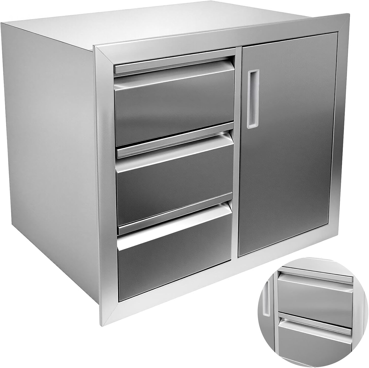 Outdoor Kitchen Drawer Combo Access Door and Triple Drawers Stainless Steel Perfect for Outdoor Kitchen BBQ Island（28Wx22Hx19.7D ）