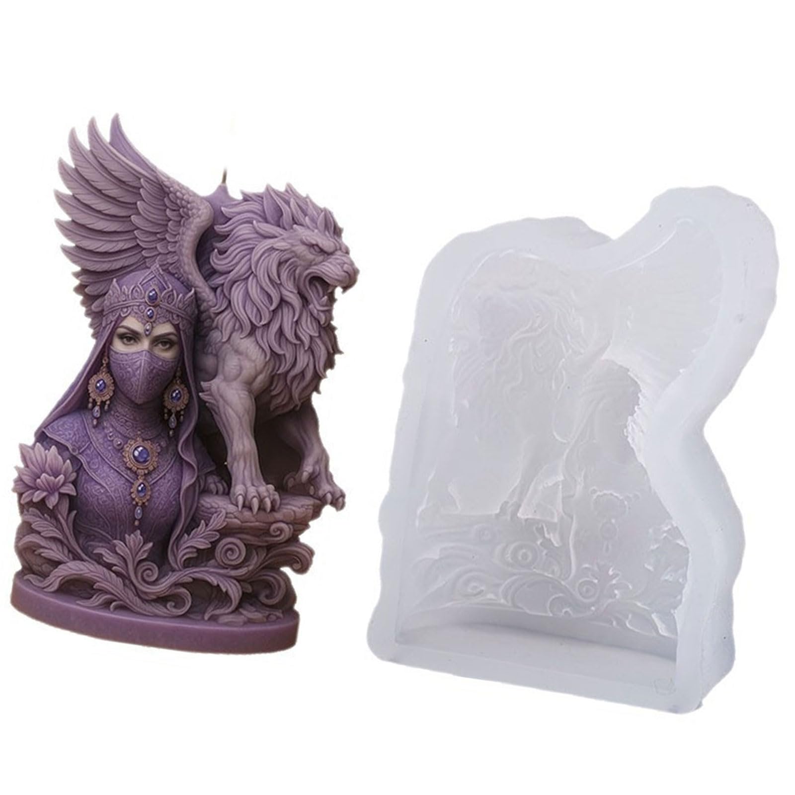 ZEPFJHE Mystical Lioness Wing Masked Lady Silicone Soap for Handcrafted Decoration Candlewax