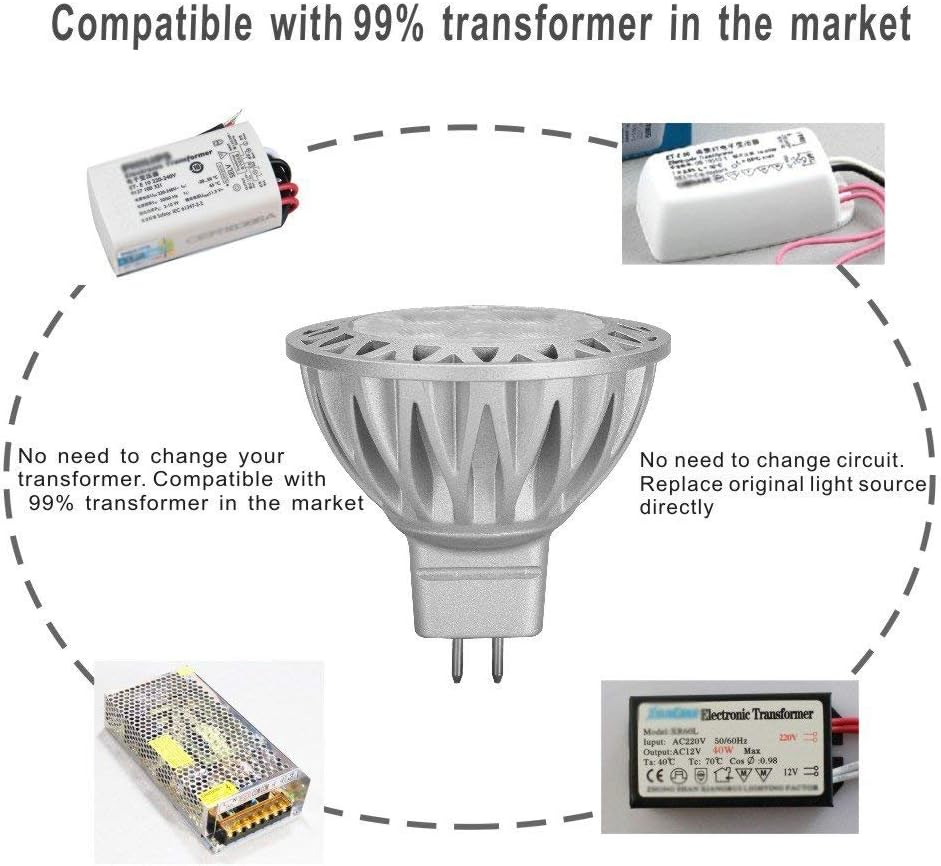 BAOMING MR16 LED Bulb 7W, Soft White White 2700K 12V Low 75W Halogen Replacement, Voltage Gu5.3 Not-Dimmable 6-Pack