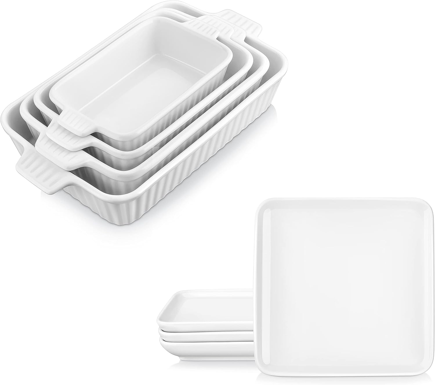 MALACASA Casserole Dishes for Oven, Ceramic Bakeware Sets