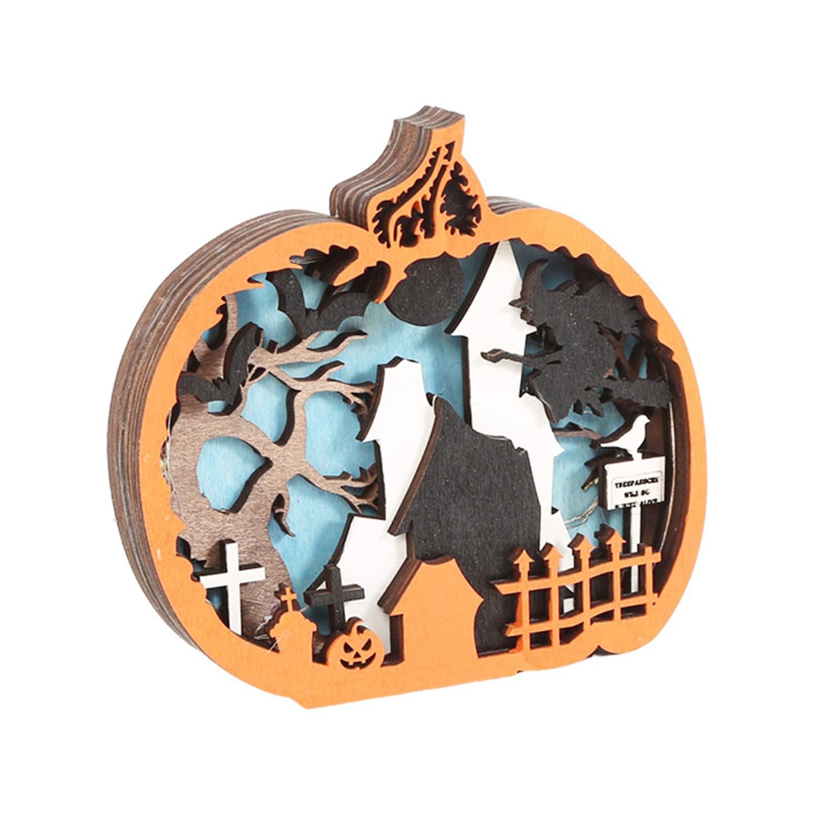Vkcmnwe The Witch Wood Pumpkin Led Candle Lanterns Ornaments Battery Power Lights Halloween Outdoor Garden Yard Patio Holiday Decorations Halloween Decorations Wood Pumpkin Led Lanterns Lights Decor Indoor Outdoor