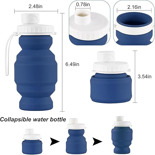 Miniatura 2 de THAIOXYH Botellas de agua plegables de 11 oz (10.8 fl oz), reutilizables, plegables, portátiles, sin BPA, de silicona, para viajes, senderismo,
