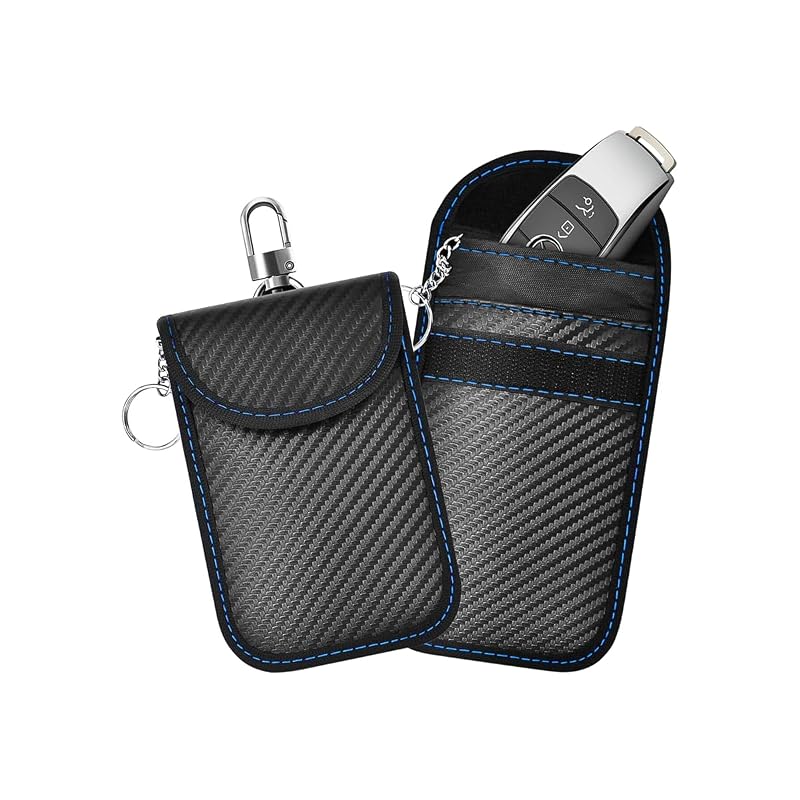 Bolsa Antifurto Faraday para Chave Automotiva KHGUZ com Bloqueio de Sinais Azul, 2 unidades