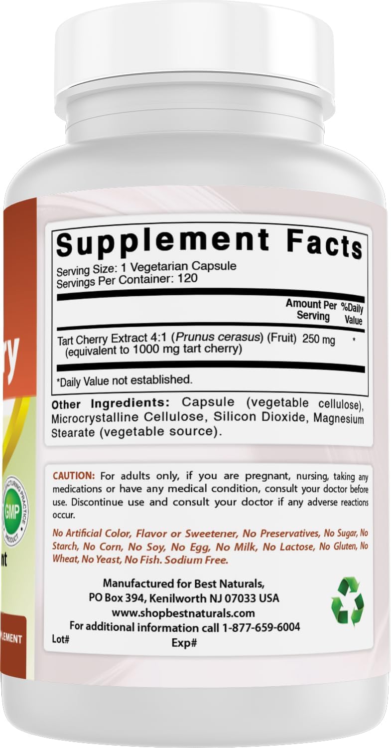 Best Naturals Tart Cherry Extract 1000 mg 120 Capsules (120 Count (Pack of 2))