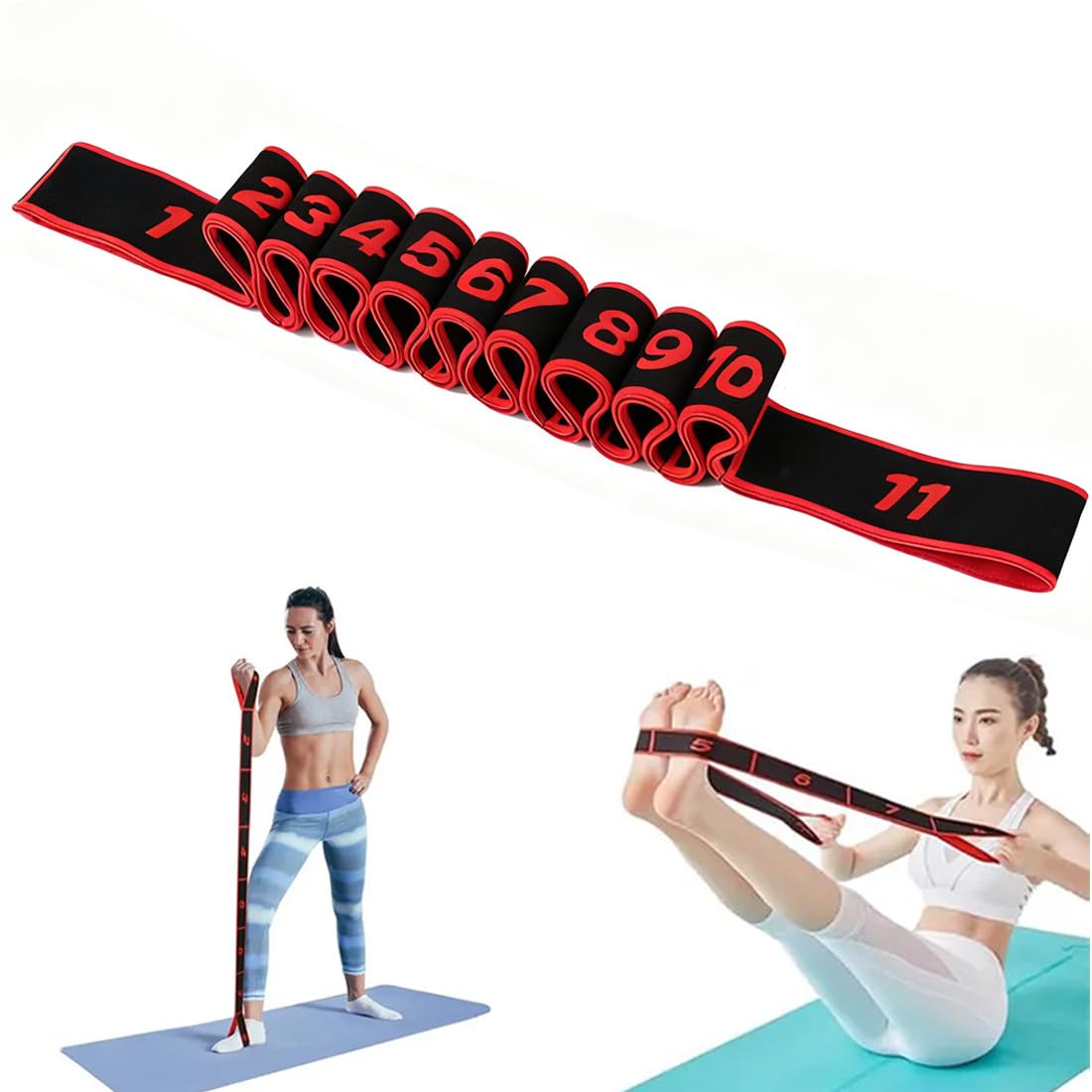 Hadnves Yoga-Stretchgurt Mit 11 Schlaufen – Dehnbares Fitnessband Für Pilates, Ballett & Tanz, 132 Cm, Rosa – Vielseitig & Tragbar Hadnves Yoga-Stretchgurt Mit 11 Schlaufen – Dehnbares Fitnessband Für Pilates, Ballett & Tanz, 132 Cm, Rosa – Vielseitig & Tragbar